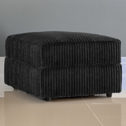 Portland Luxor Black Jumbo Cord Footstool