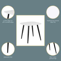 Core Products Aspen 2 Seater Square Dining Table Black and White - thumbnail 3
