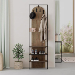 FWStyle Archy Dark Oak Hallway Shoe and Coat Storage Rack - thumbnail 3