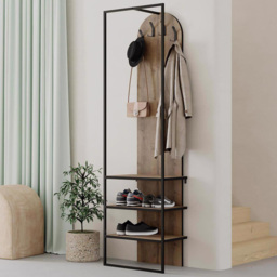 FWStyle Archy Dark Oak Hallway Shoe and Coat Storage Rack