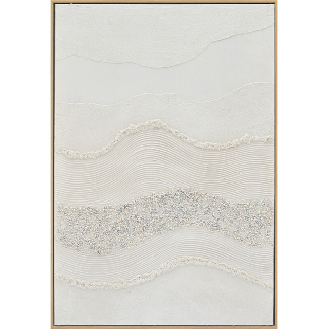 Textured White Abstract Framed Canvas - image 1