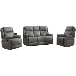 Furniture One Grey 5 Seater Manual Sectional Recliner Couches Sofa Set - thumbnail 2