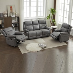 Furniture One Grey 5 Seater Manual Sectional Recliner Couches Sofa Set - thumbnail 4