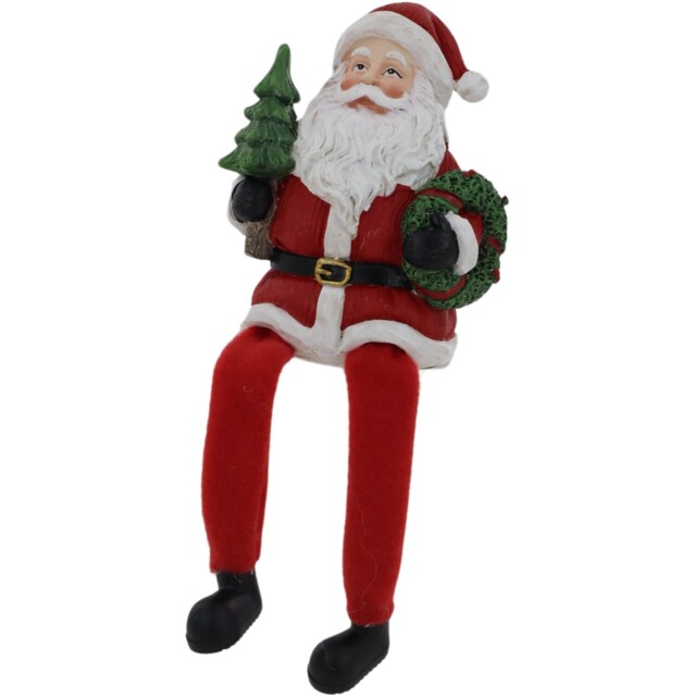 Sleigh Bells Ring Red Santa with Tree Shelf Sitter Christmas Decoration 19.4cm - image 1
