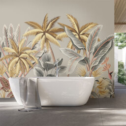 Origin Murals Tropical Palm Trees Grey Wall Mural