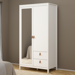 Florence Barcelona 2 Door 2 Drawer White Mirrored Wardrobe - thumbnail 1