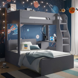 Flair Cosmic Grey Wooden L-Shaped Triple Bunk Bed