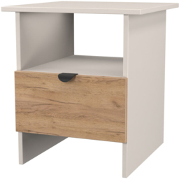 Crowndale Bora Single Drawer Single Shelf Gold Craft Oak and Kashmir Lamp Table Ready Assembled - thumbnail 4