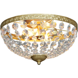 HOMCOM Screw E14 Gold 2 Light Crystal Chandelier Ceiling Light