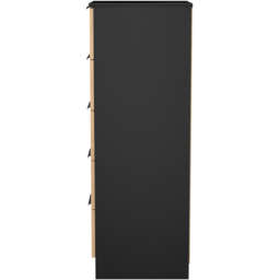 Crowndale Java Slatt Effect and Black 5 Drawer Tall Bedside Cabinet - thumbnail 3