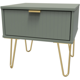 Crowndale Single Drawer Reed Green Bedside Table Ready Assembled - thumbnail 2