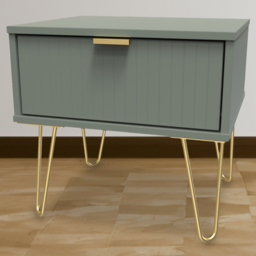 Crowndale Single Drawer Reed Green Bedside Table Ready Assembled