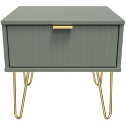 Crowndale Single Drawer Reed Green Bedside Table Ready Assembled - thumbnail 3