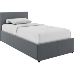 Vida Designs Veronica Light Grey Single Linen Ottoman Bed with Padded Headboard - thumbnail 2