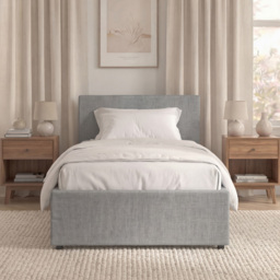Vida Designs Veronica Light Grey Single Linen Ottoman Bed with Padded Headboard - thumbnail 3