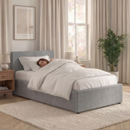 Vida Designs Veronica Light Grey Single Linen Ottoman Bed with Padded Headboard - thumbnail 4