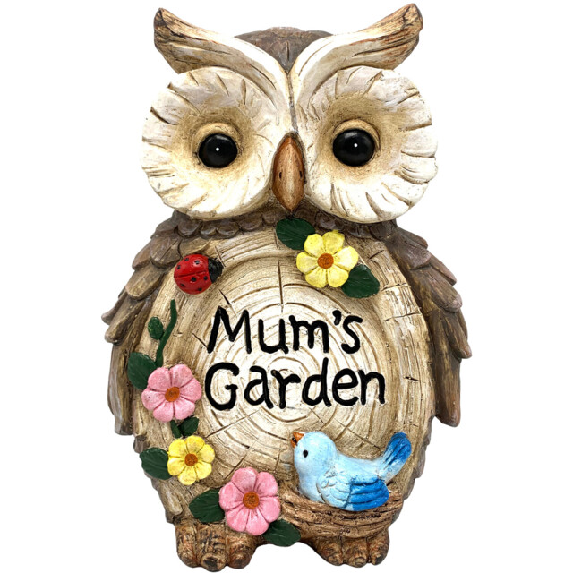 Mums Garden Owl Decorative Ornament Brown - image 1