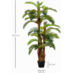 Outsunny Fern Tree Artificial Plant In Pot 5ft - thumbnail 3