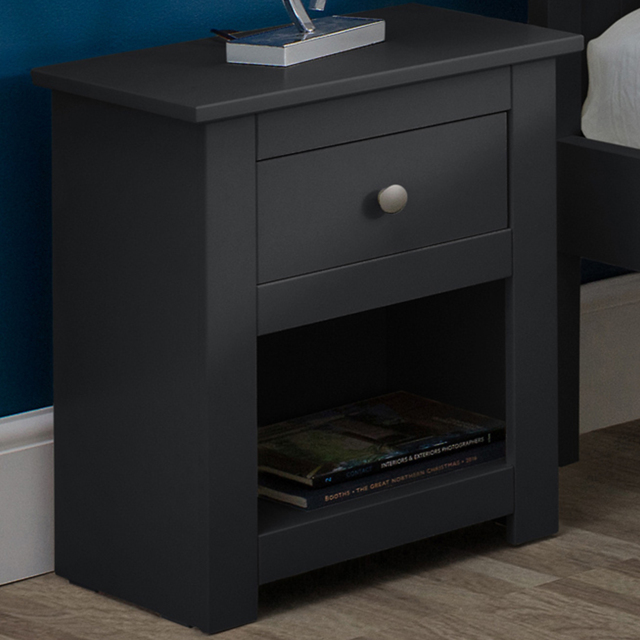 Julian Bowen Radley Single Drawer Anthracite Bedside Table - image 1
