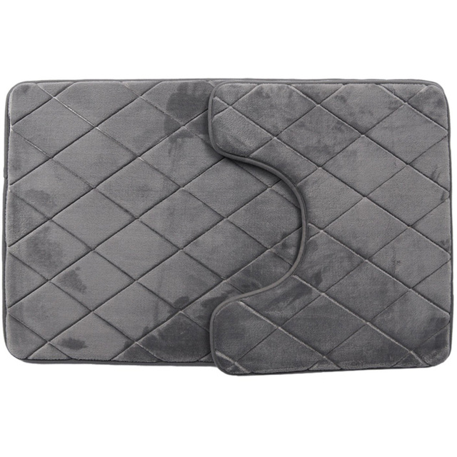Grey Diamond Bath and Pedestal Mat Set - image 1