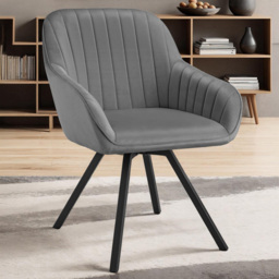 tectake Grey Velvet Swivel Accent Lounge Armchair