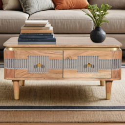 Brooklyn Wilton 2 Drawer Acacia Wood Coffee Table