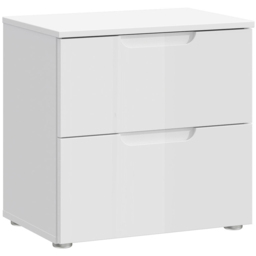 Florence Sienna 2 Drawer White High Gloss Bedside Table - thumbnail 2