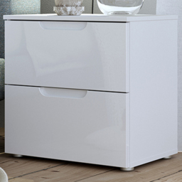 Florence Sienna 2 Drawer White High Gloss Bedside Table - thumbnail 1