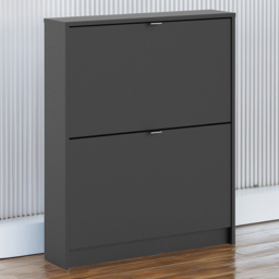 Florence Shoes 2 Flip Door Single Layer Matt Black Shoe Storage Cabinet