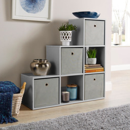 Home Source Grey 6 Cube Staircase Storage Shelf Unit - thumbnail 3