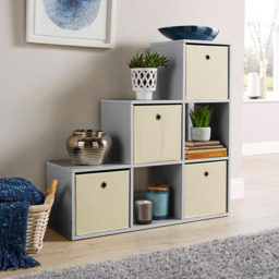 Home Source Grey 6 Cube Staircase Storage Shelf Unit - thumbnail 2