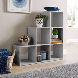 Home Source Grey 6 Cube Staircase Storage Shelf Unit - thumbnail 4