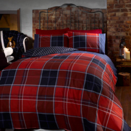 Rapport Home Argyle Double Red Duvet Set