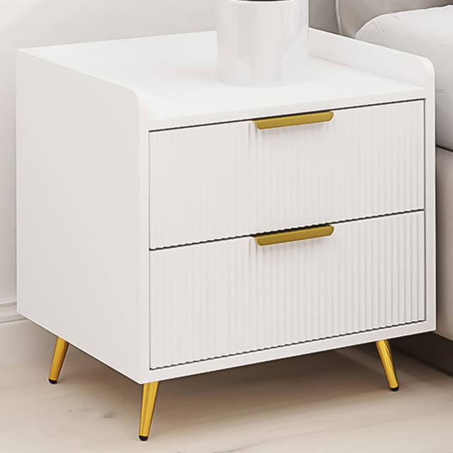 Portland 2 Drawer White Bedside Table - image 1