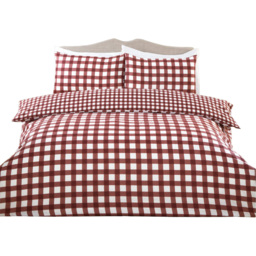 Catriona Gingham Super King Size Burgundy Duvet Set - thumbnail 2