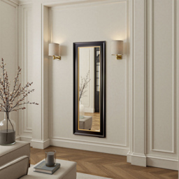 Yearn Georgian Black and Gold Bevelled Tall Wall Mirror 136 x 59.5cm - thumbnail 3