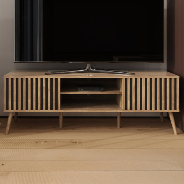 GFW Rowan 2 Door 2 Shelf Oak TV Unit - image 1