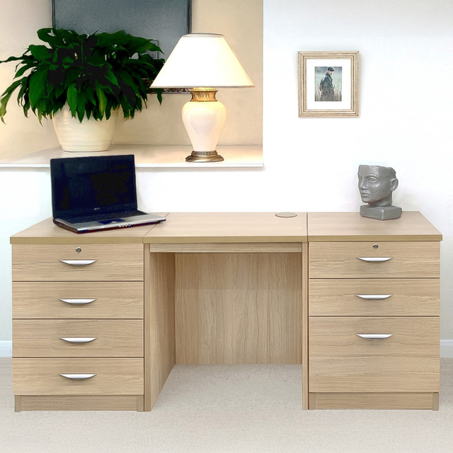 R White Cabinets SET-09-IN-ST Single Door 6 Drawer Filing Desk Brown - image 1