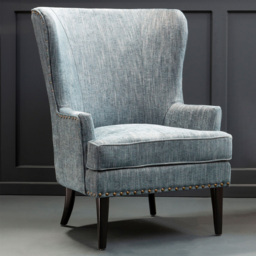 Premier Housewares Welham Blue Wingback Lounge Chair - thumbnail 1