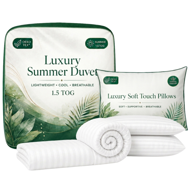 Opulent Home White King Size Striped Summer Duvet Set 1.5 Tog - image 1
