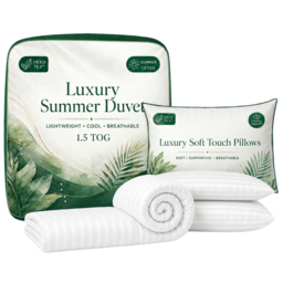 Opulent Home White King Size Striped Summer Duvet Set 1.5 Tog