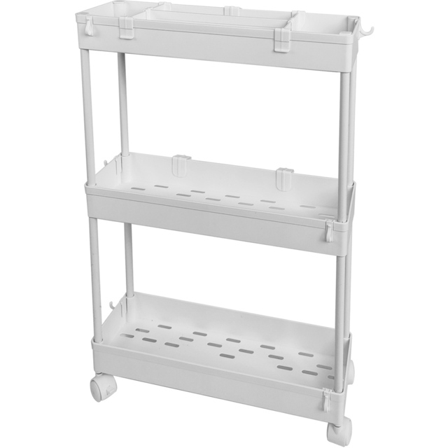 AMOS 3 Shelf White Storage Trolley Small - image 1