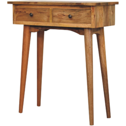 Artisan Furniture Oak-ish 2 Drawer Solid Wood Mini Hallway Console Table - thumbnail 3