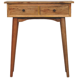 Artisan Furniture Oak-ish 2 Drawer Solid Wood Mini Hallway Console Table - thumbnail 2