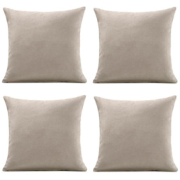 Alan Symonds Plain Velvet Chenille Taupe Cushion with Polyester Filled Pad 45 x 45cm 4 Pack
