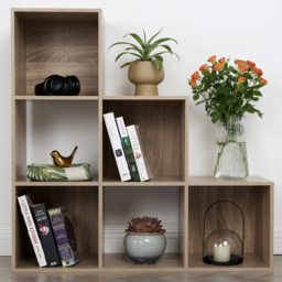 Jane 6 Shelf Oak Ladder Cube Storage Unit