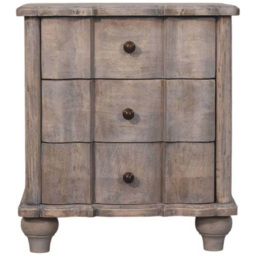 Artisan Furniture Beaumont Grey 3 Drawer Solid Wood Curved Nightstand - thumbnail 4