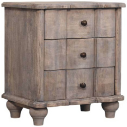 Artisan Furniture Beaumont Grey 3 Drawer Solid Wood Curved Nightstand - thumbnail 2