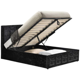 Hannover King Size Black Crushed Velvet Ottoman Bed Frame - thumbnail 3