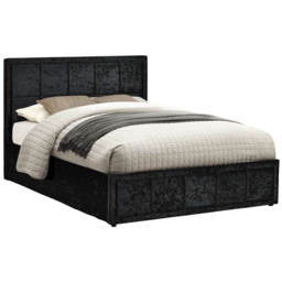 Hannover King Size Black Crushed Velvet Ottoman Bed Frame - thumbnail 2